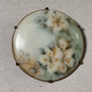 Antique hand, painted, porcelain brooch